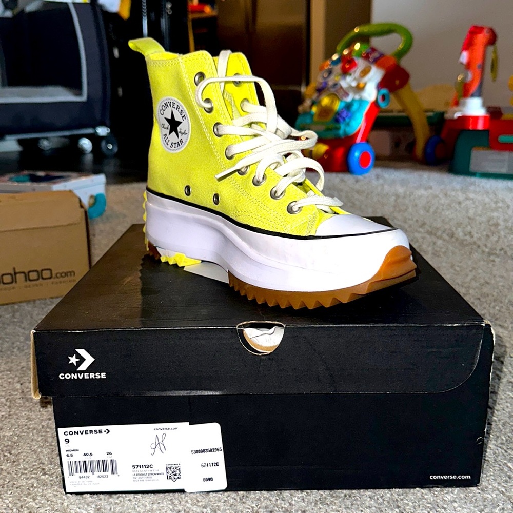 Lime Green, Lugged Sole Converse, Size 9